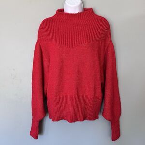 Sweater Womens M Red Chunky Knit Dolman Whimsigoth Cozy Nordic Scandi Cozy Soft